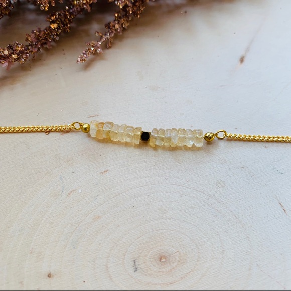 Birthstone Gemstone Bar Gold Bracelet Necklace - Picture 5 of 8